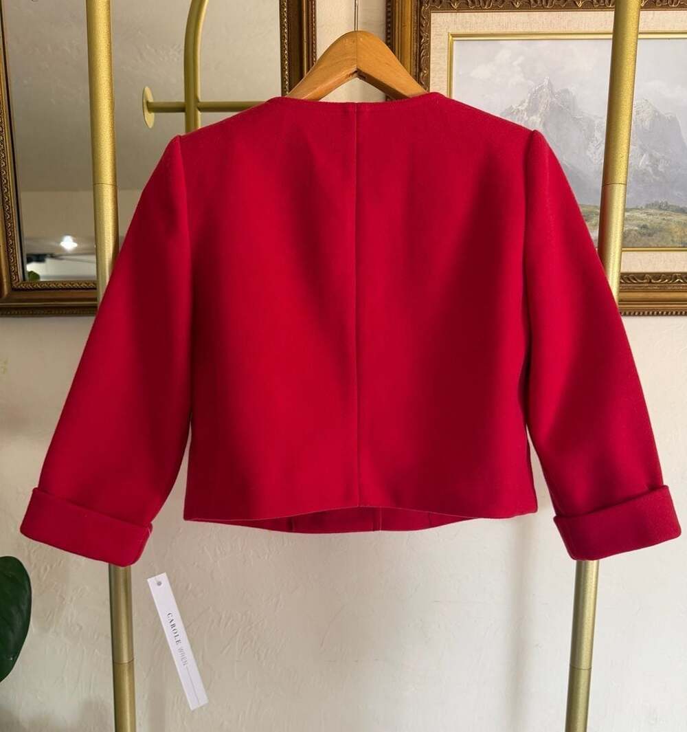 Chanel Inspired Carole Wren Red Cropped Lady Jacket - Small - Picture 2 of 8